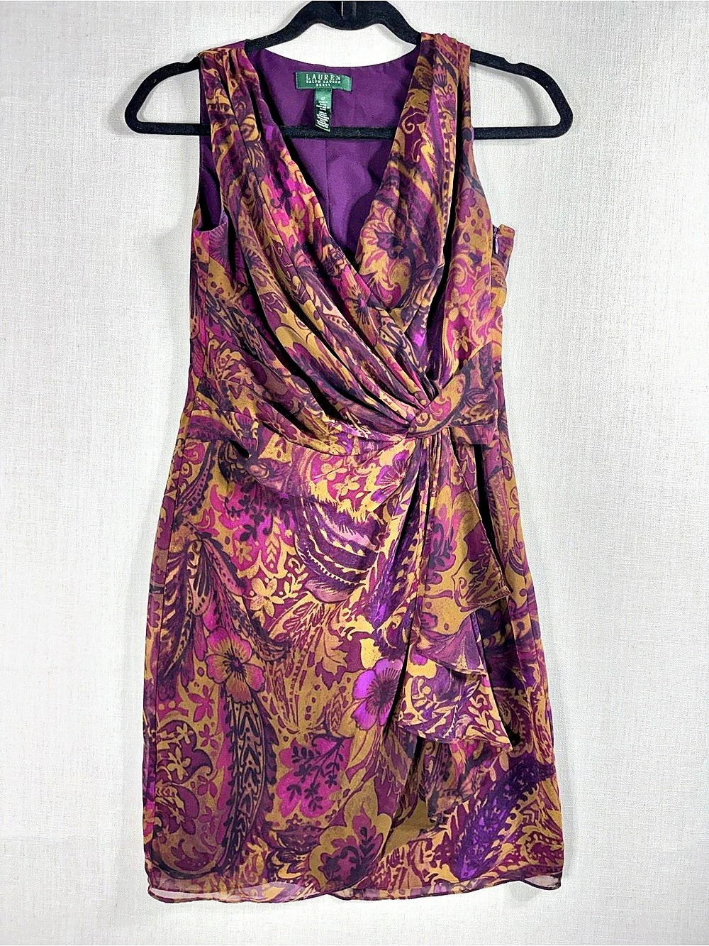 Lauren Ralph Lauren Paisley Mini Dress in Purple & Pink Size 4P